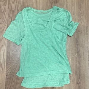 Green fake two- pieced Women's Top